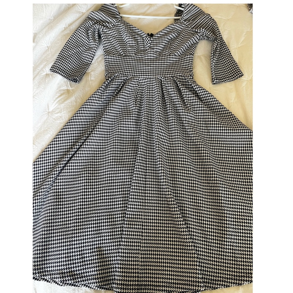 NWOT houndstooth fit & flare dress.